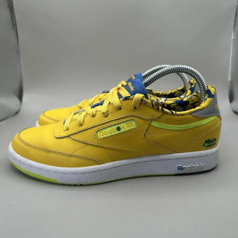 Reebok Minions Club C 85 Shoes Big Kids Size 6 Yellow Leather Sneakers FX3352